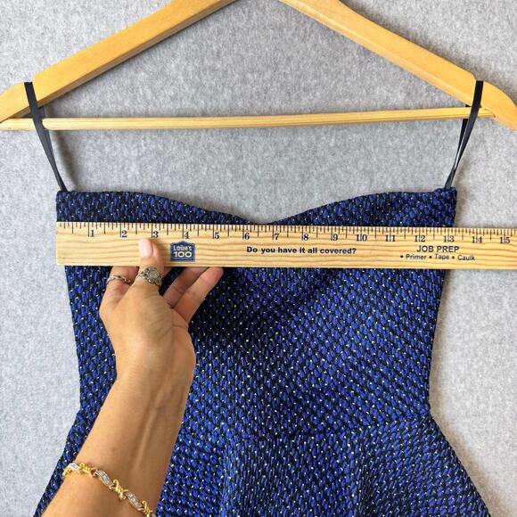 Body Central Holiday Party Dress Halter Womens Size S Blue Metallic Peplum - Picture 6 of 10